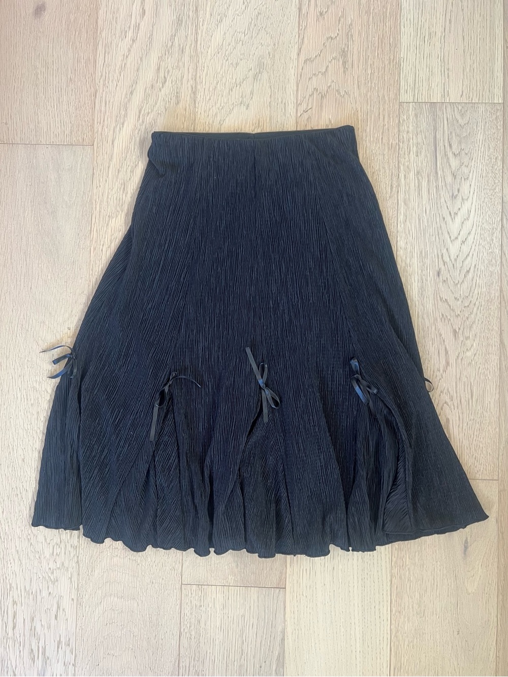 Black A-Line Skirt with Ribbon Accents